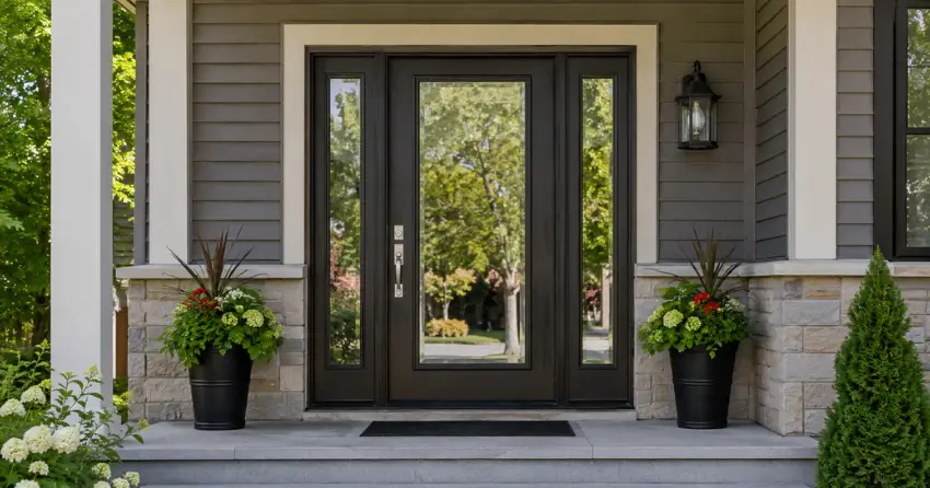 glass entry door with sidelights on a home in Newmarket