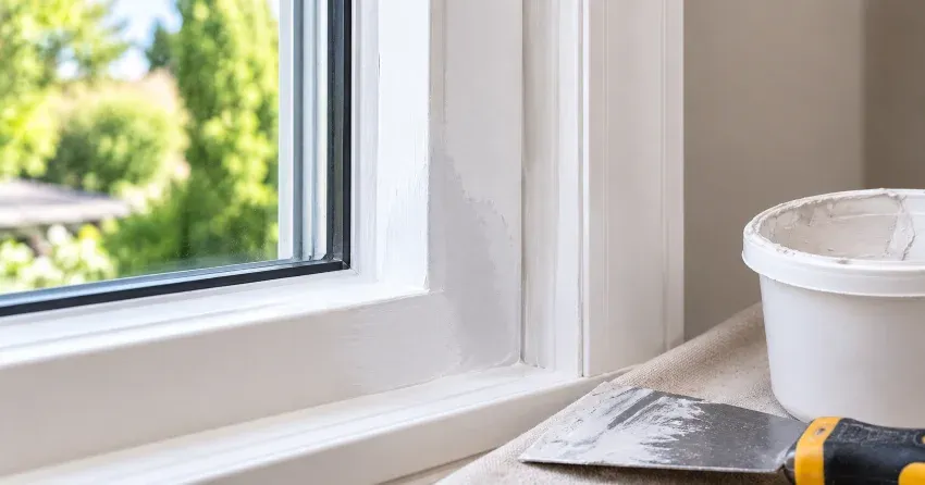 technician repairing rotted window frame corner in Armitage, Newmarket