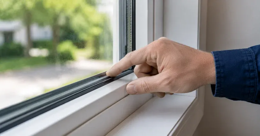 technician inspecting window glass seal in Central Newmarket, Newmarket